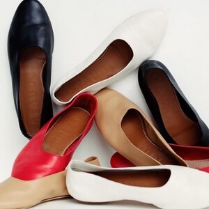 Staud Alba Porcini Leather Ballet Flats - size 39